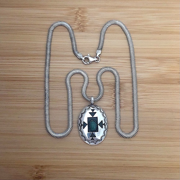 P Sterling P.R. EX Italy Jewelry - $89  Signed Estate S.W. Pendant & Designer Chain  P STERLING & P.R. EX 925 Italy